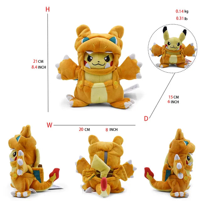 24 Pcs Pokemon Pikachu Cosplay Toys Charizard Snorlax Garchomp Tyranitar Hydreigon Anime Stuffed Plush Cartoon Peluche Dolls - # BOT&G512610001